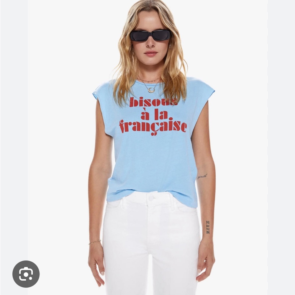 MOTHER THE RIDE OUT TEE SHIRT BISOUS A LA FRANCAISE TEE SHIRT size Medium